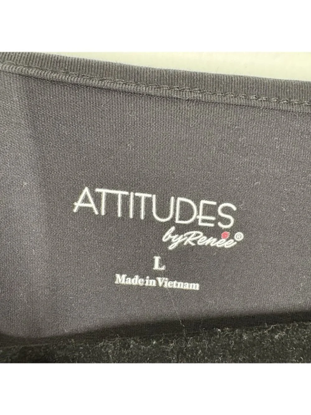 Attitudes By Renee Women L Black Short Sleeve V- Neck Washed Cotton T-Shirt